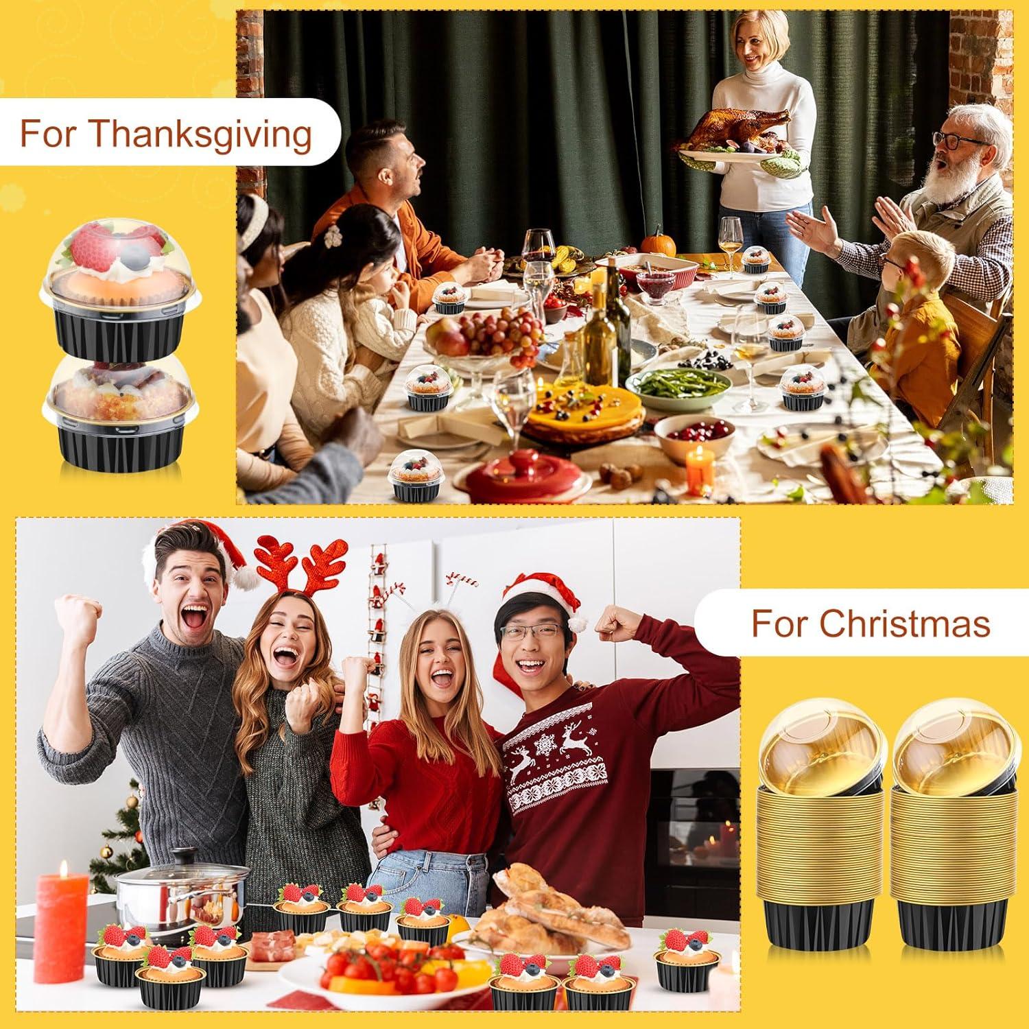 200 Forros para Cupcakes Gandeer 125 ml Aluminio Negro Oro