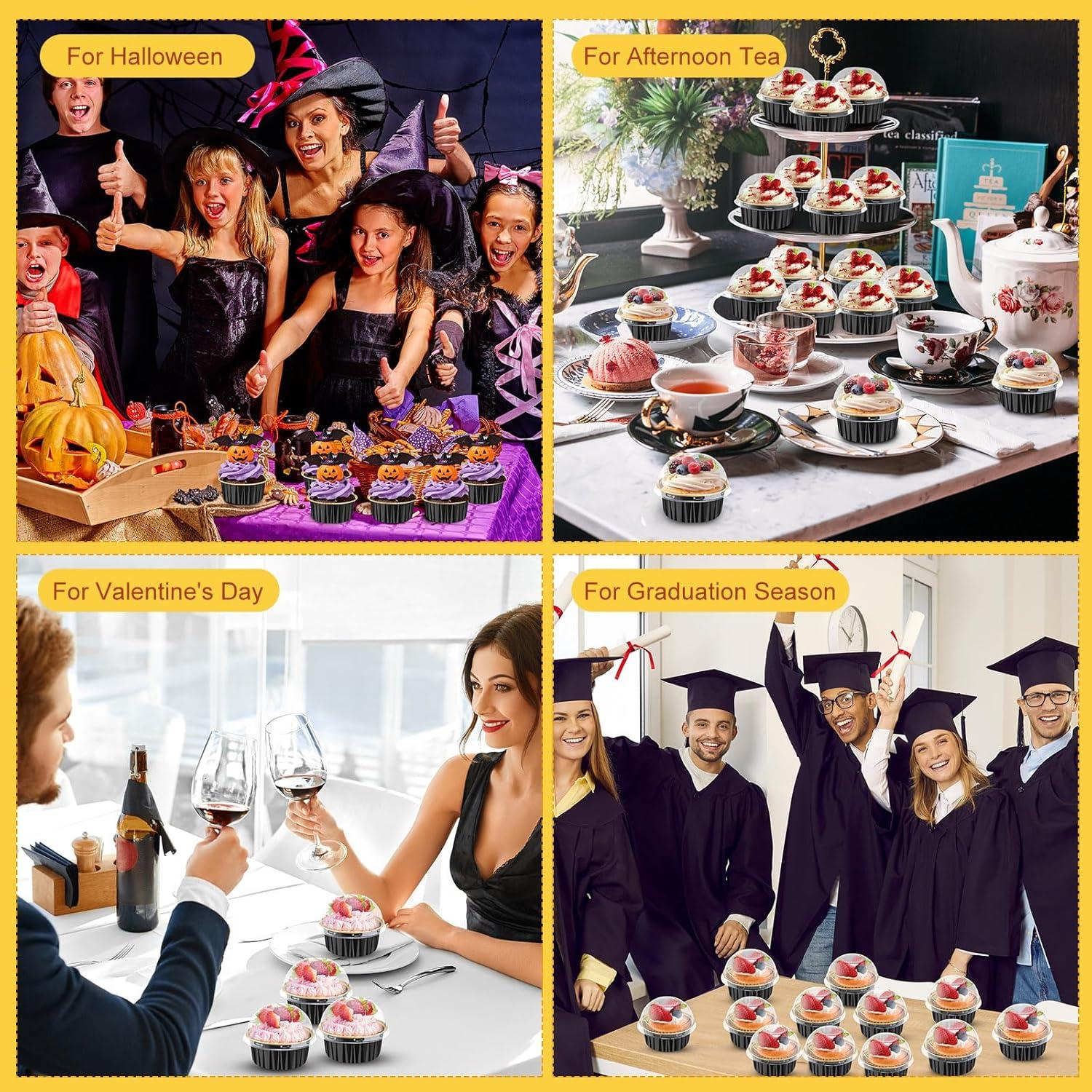 200 Forros para Cupcakes Gandeer 125 ml Aluminio Negro Oro