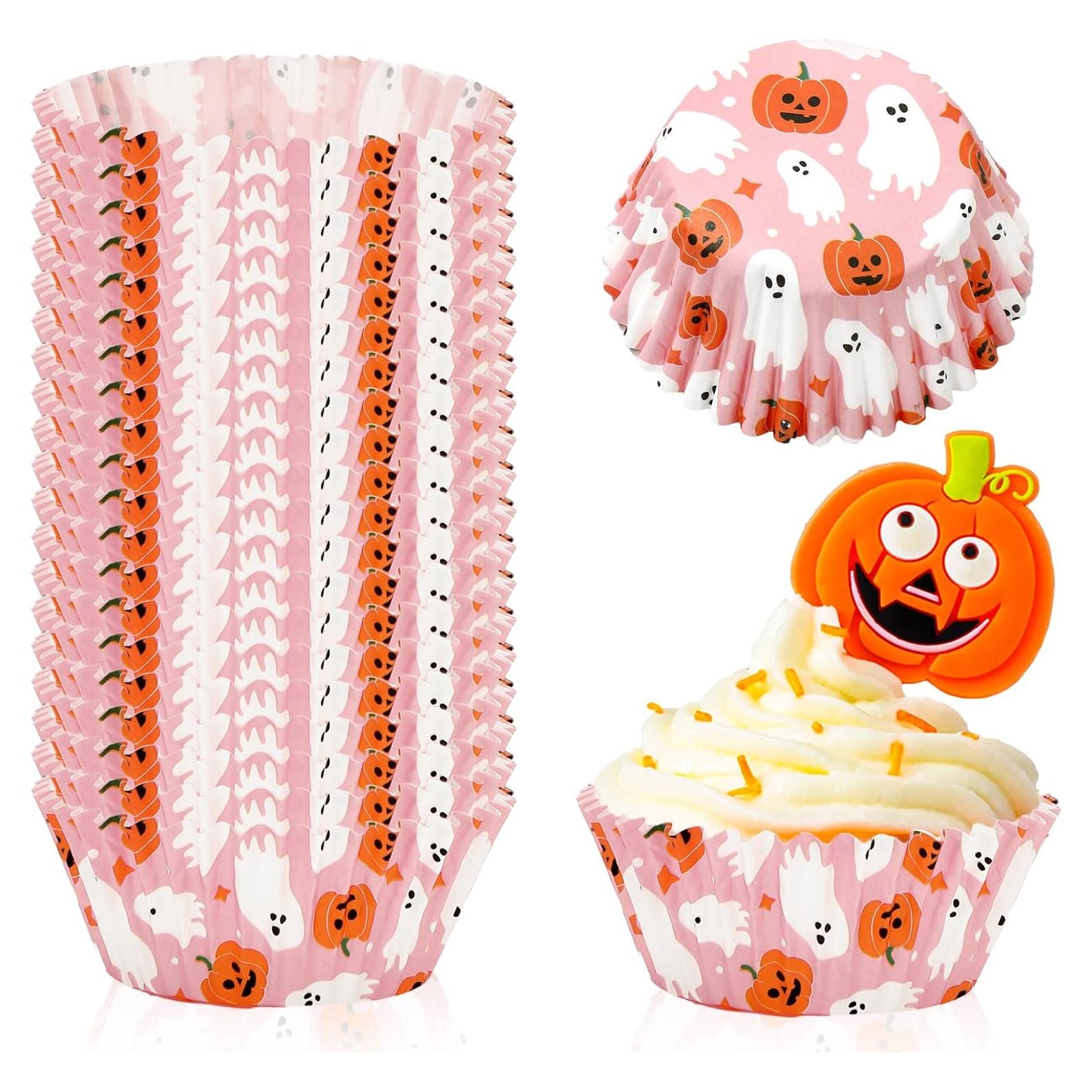 Forros de Cupcake Halloween 300 Pcs Whaline Rosados