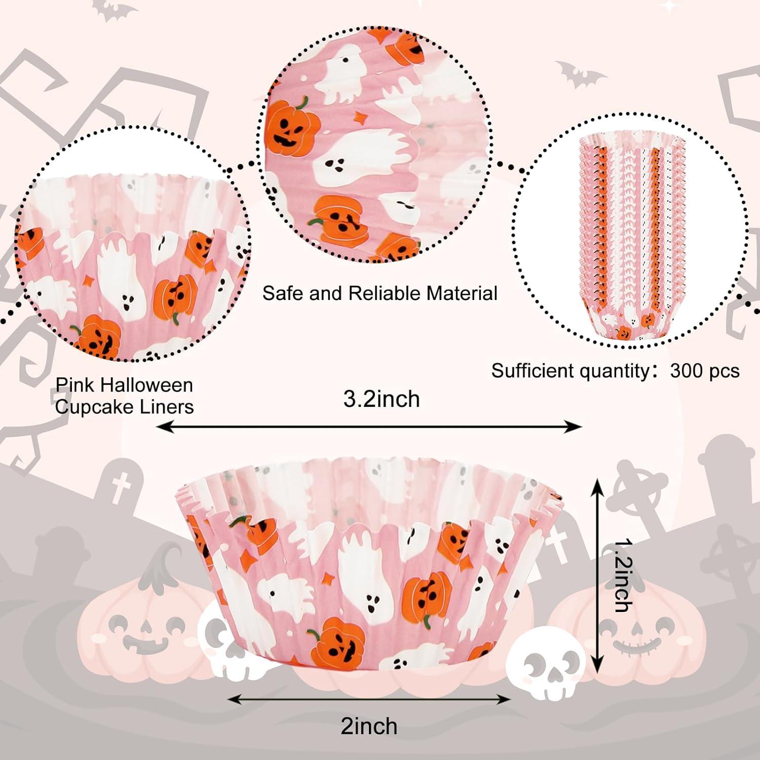 Forros de Cupcake Halloween 300 Pcs Whaline Rosados