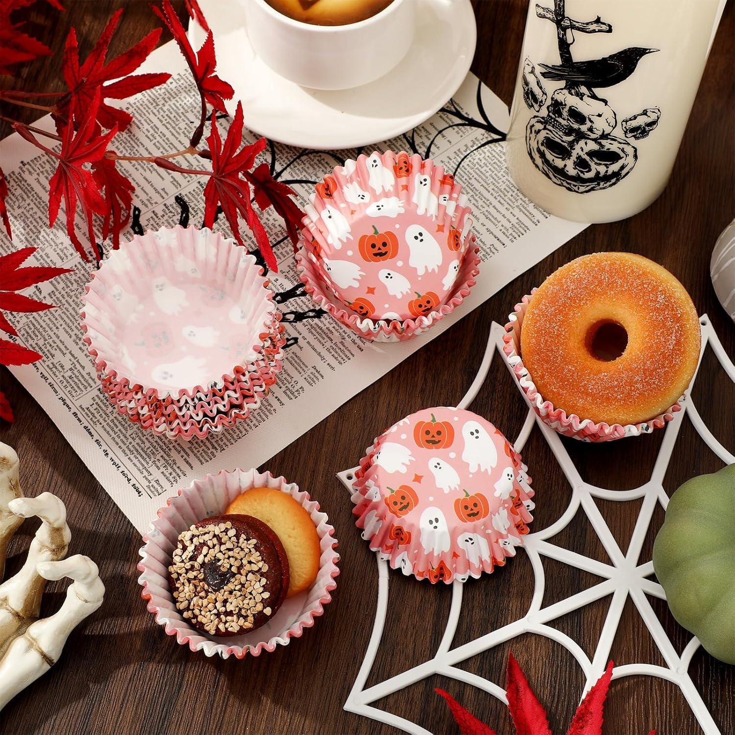 Forros de Cupcake Halloween 300 Pcs Whaline Rosados