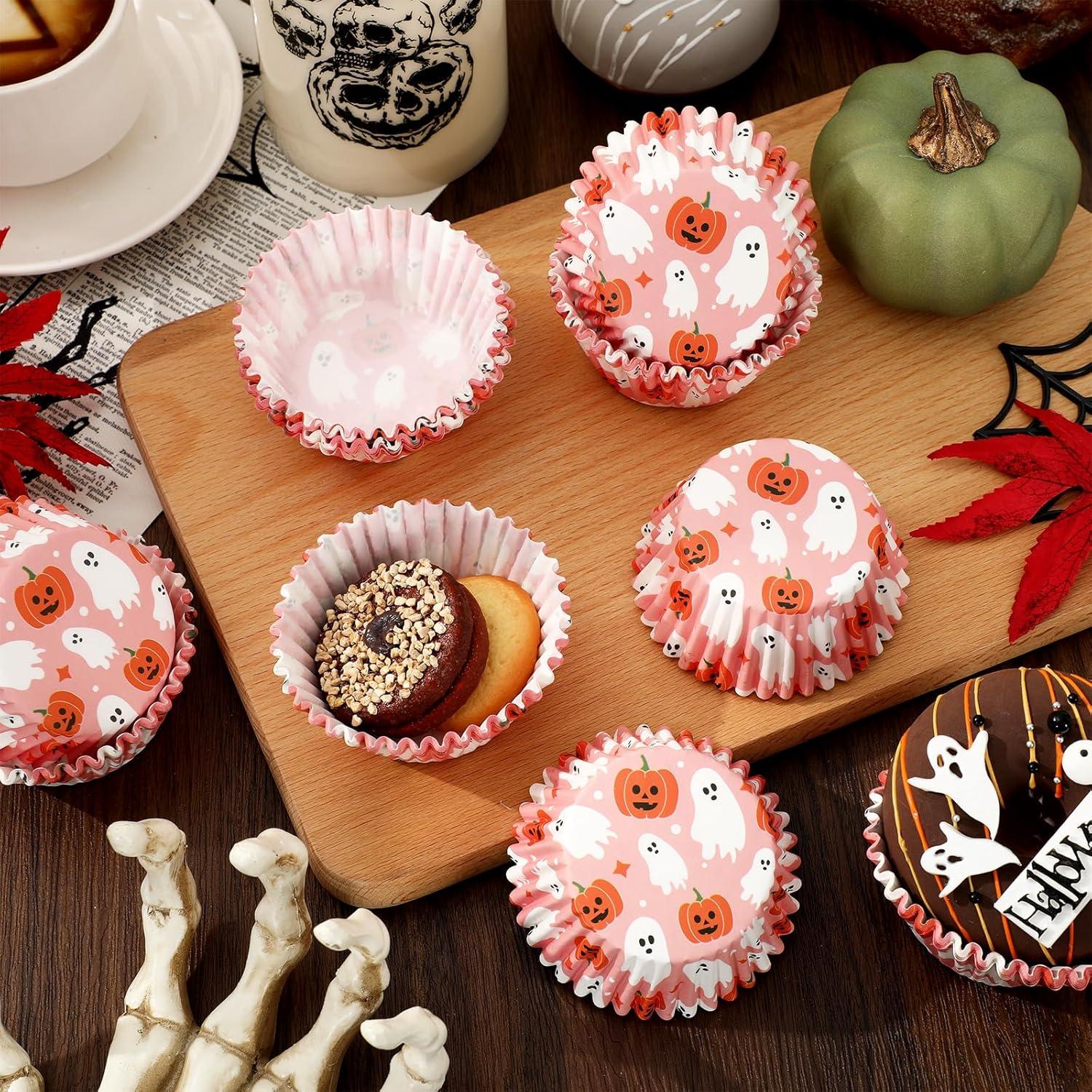 Forros de Cupcake Halloween 300 Pcs Whaline Rosados