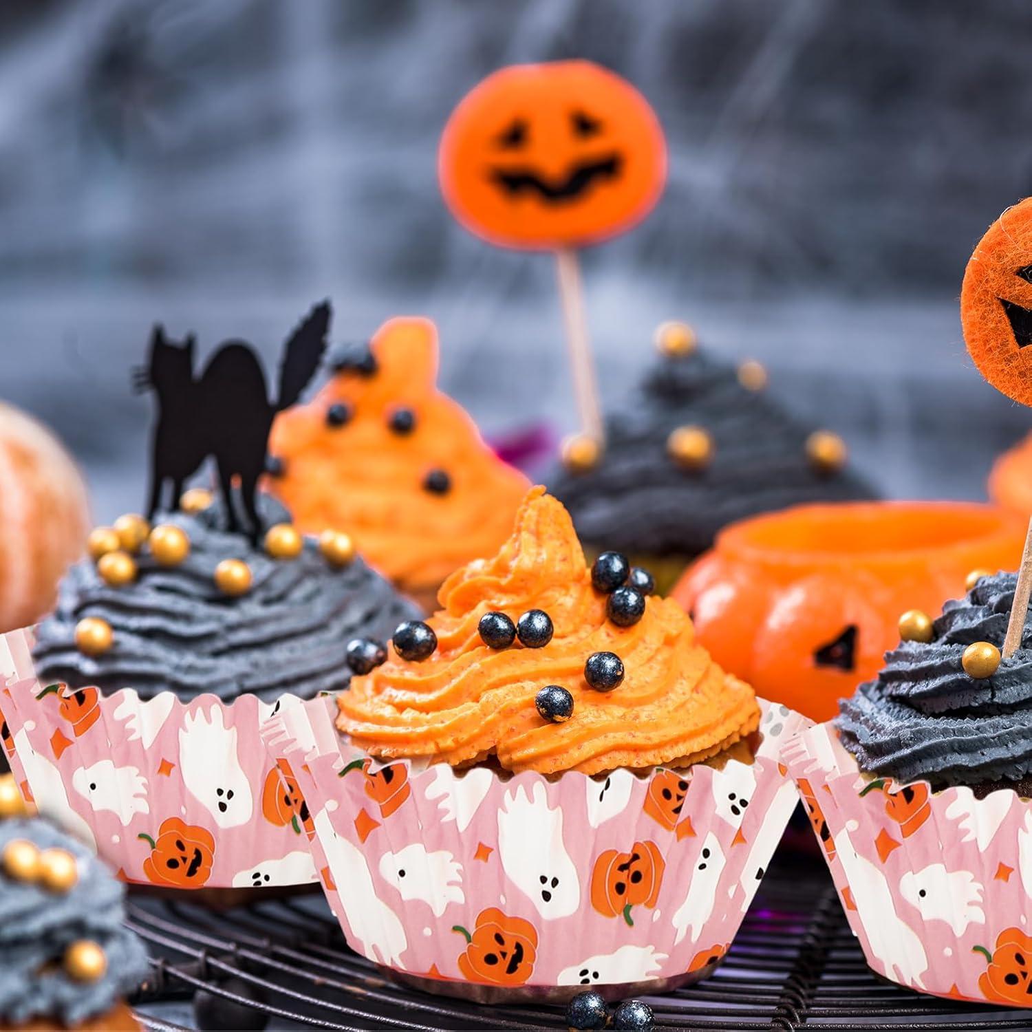 Forros de Cupcake Halloween 300 Pcs Whaline Rosados