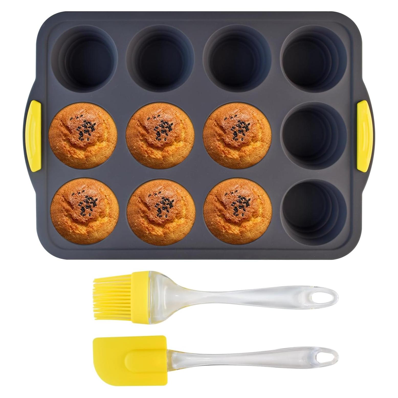 Molde de Silicona para Muffins Heuihm 12 Tazas Antiadherente