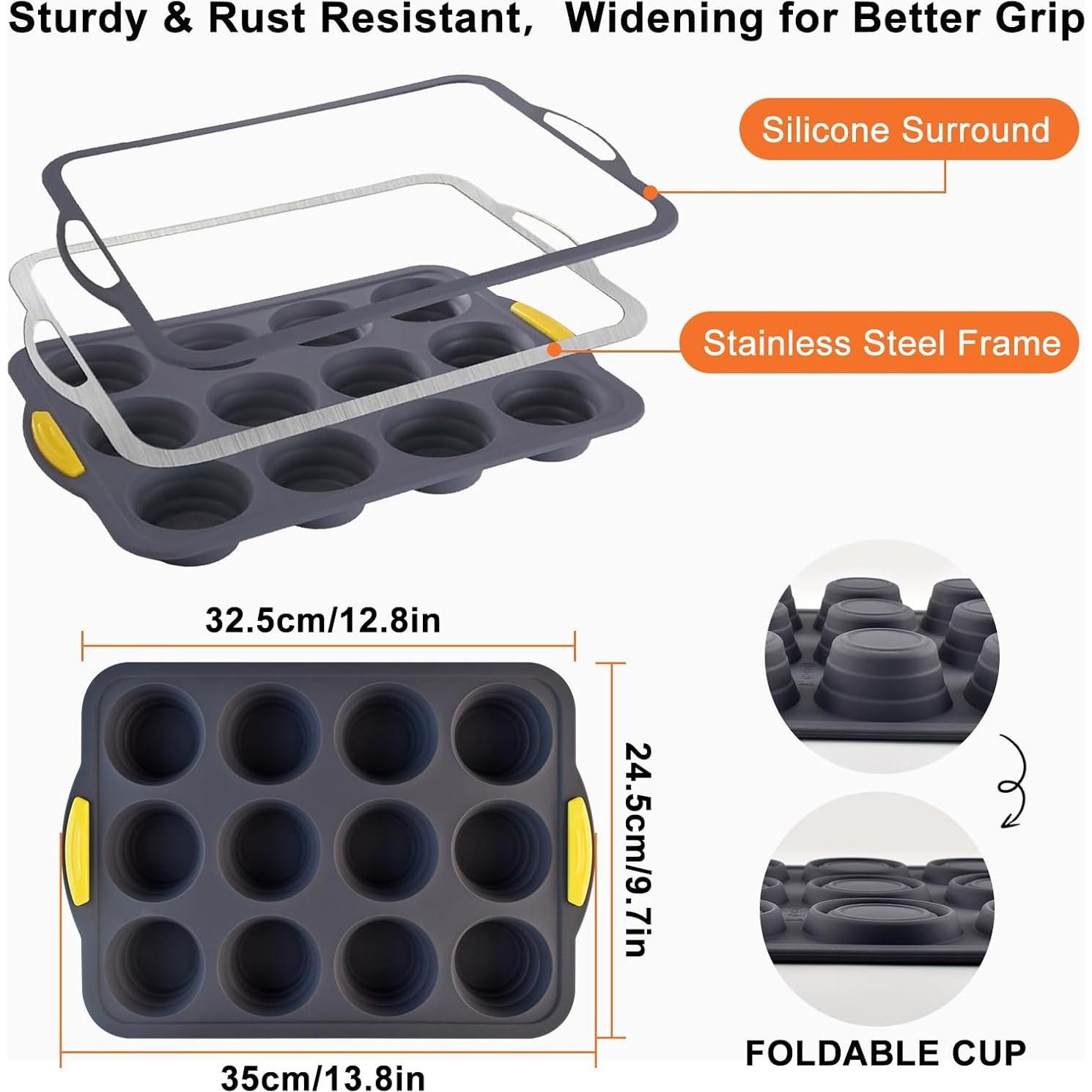 Molde de Silicona para Muffins Heuihm 12 Tazas Antiadherente