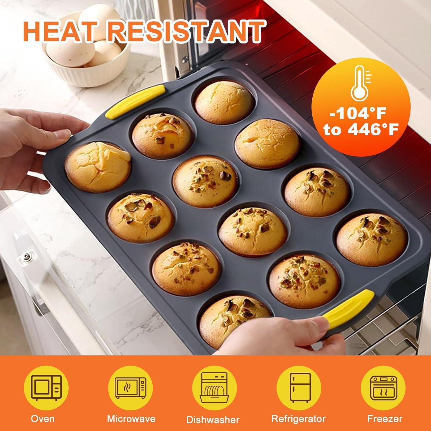 Molde de Silicona para Muffins Heuihm 12 Tazas Antiadherente
