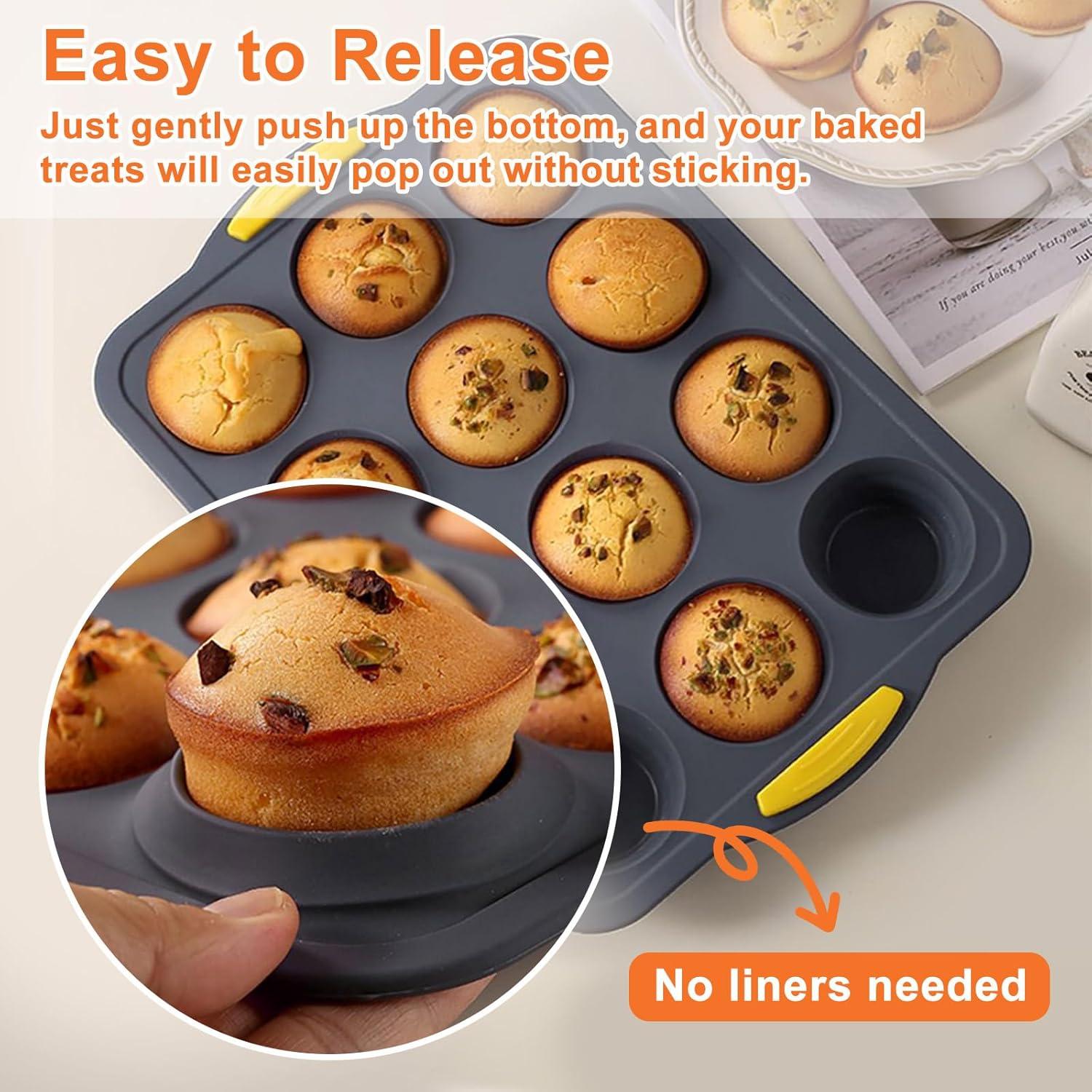 Molde de Silicona para Muffins Heuihm 12 Tazas Antiadherente