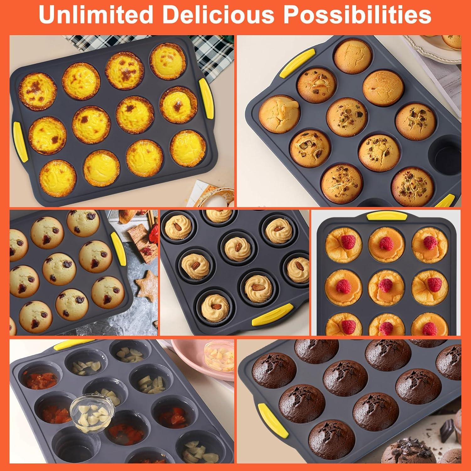 Molde de Silicona para Muffins Heuihm 12 Tazas Antiadherente