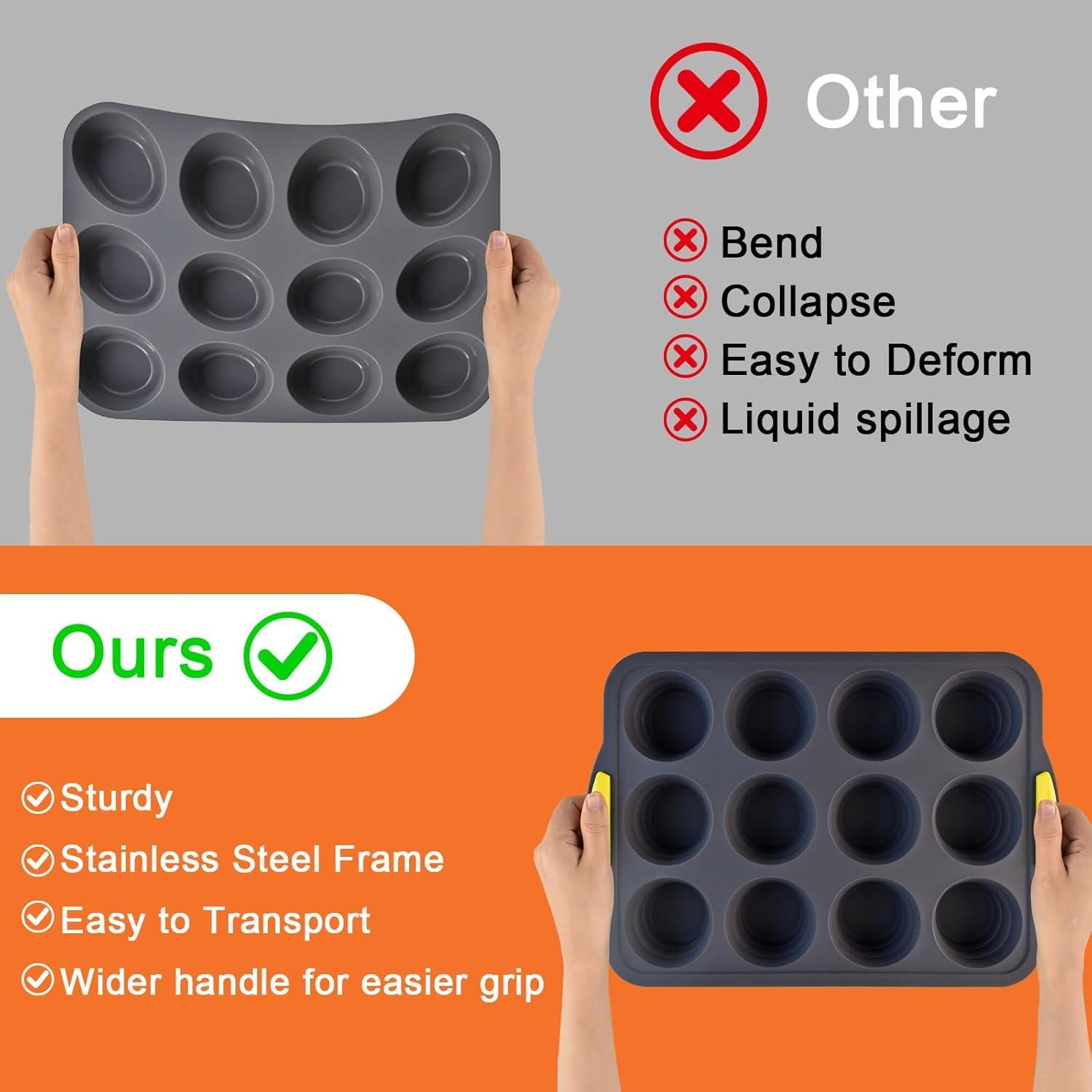 Molde de Silicona para Muffins Heuihm 12 Tazas Antiadherente