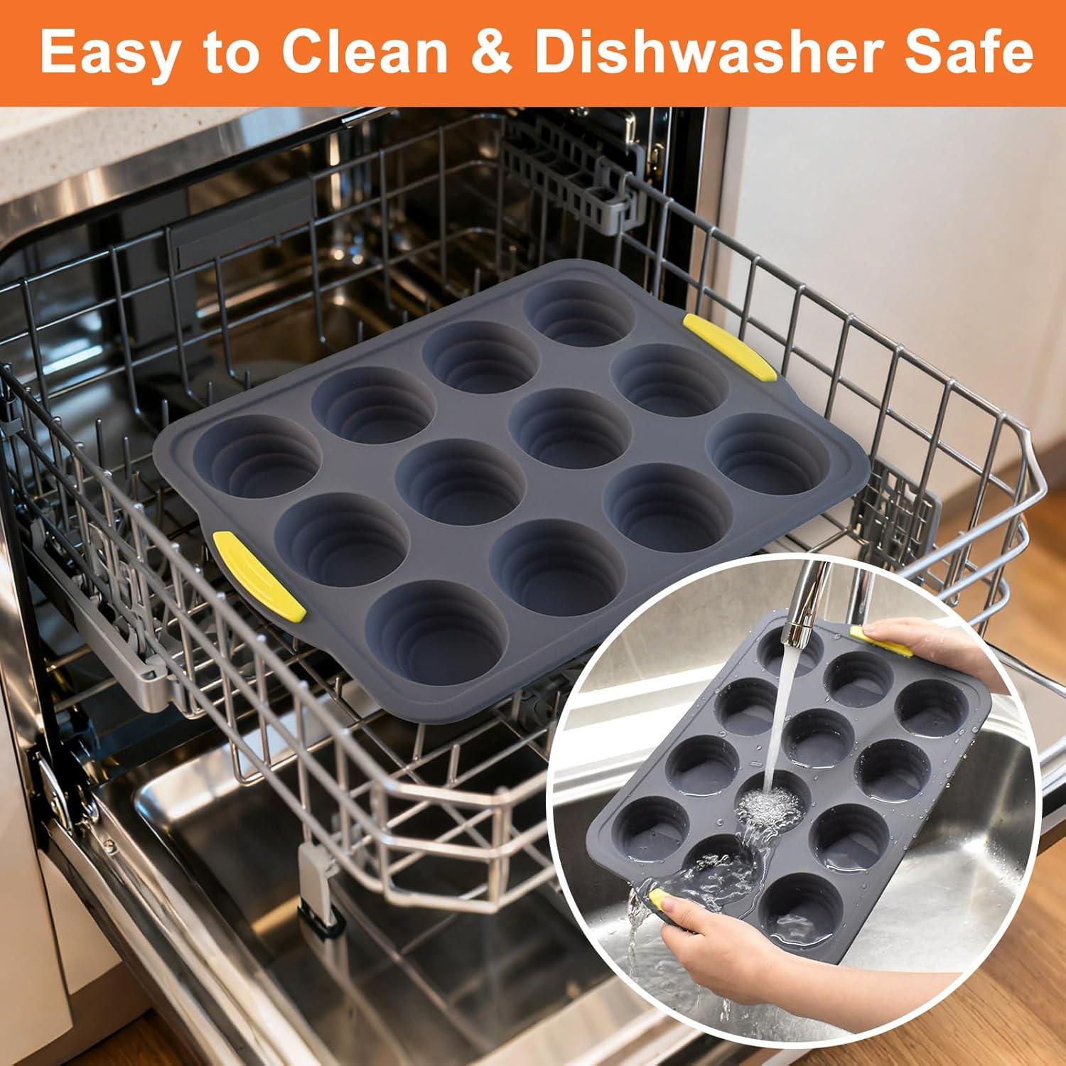 Molde de Silicona para Muffins Heuihm 12 Tazas Antiadherente