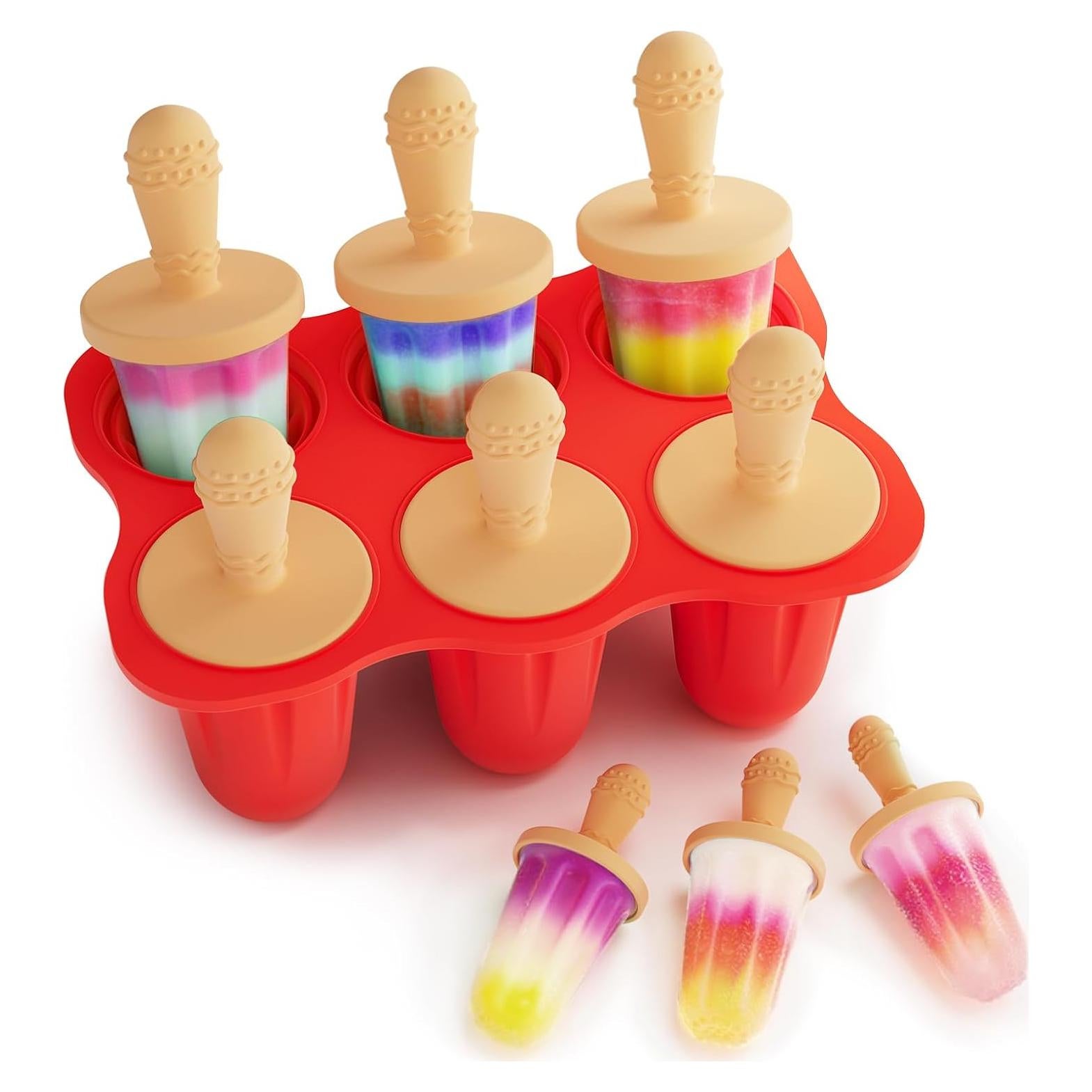 Moldes de Paletas de Silicona btrfe 6 Cavidades 60mL Rojo