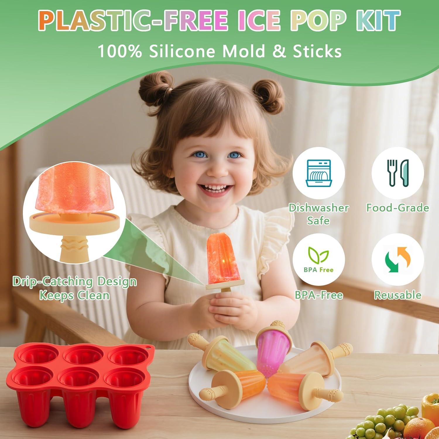 Moldes de Paletas de Silicona btrfe 6 Cavidades 60mL Rojo