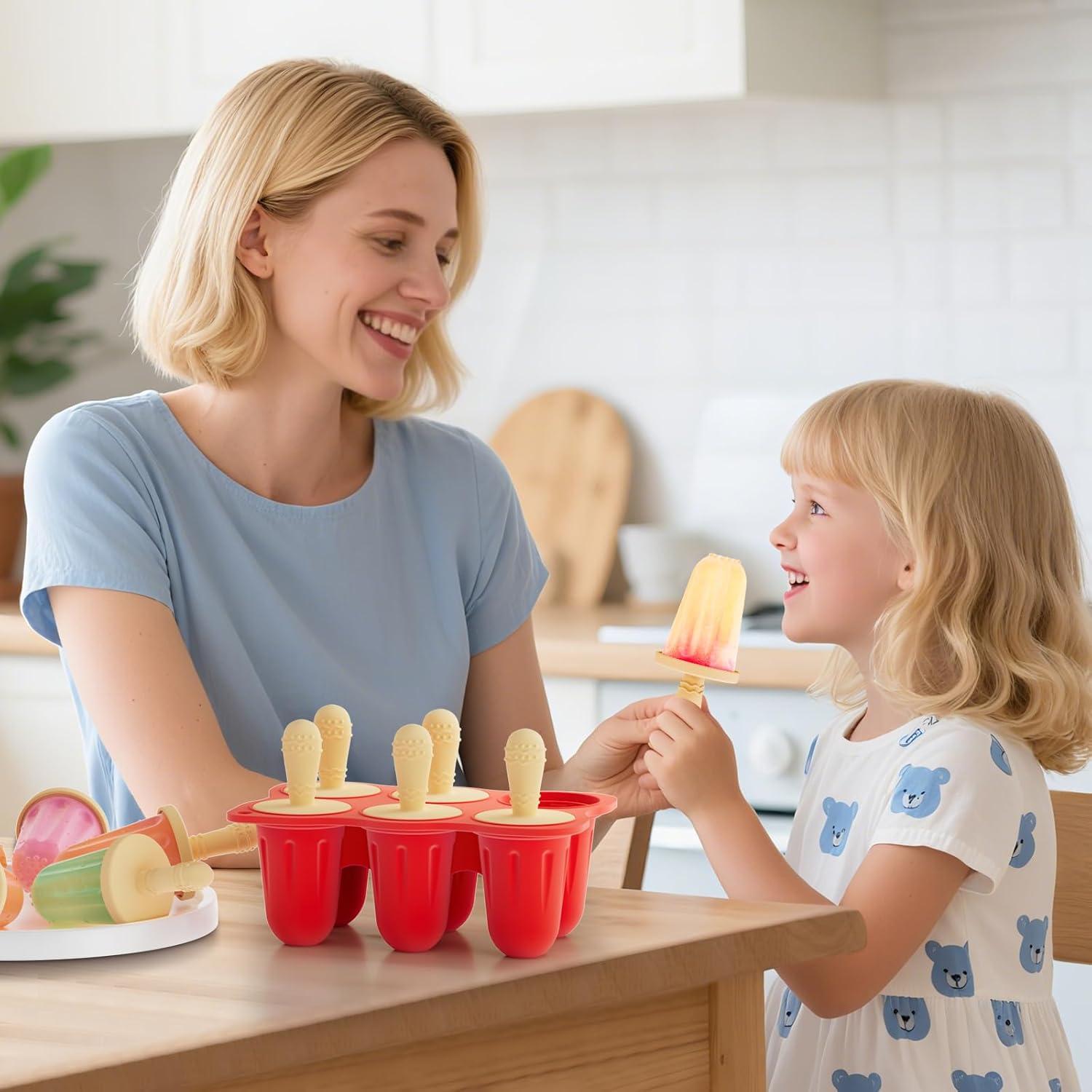 Moldes de Paletas de Silicona btrfe 6 Cavidades 60mL Rojo