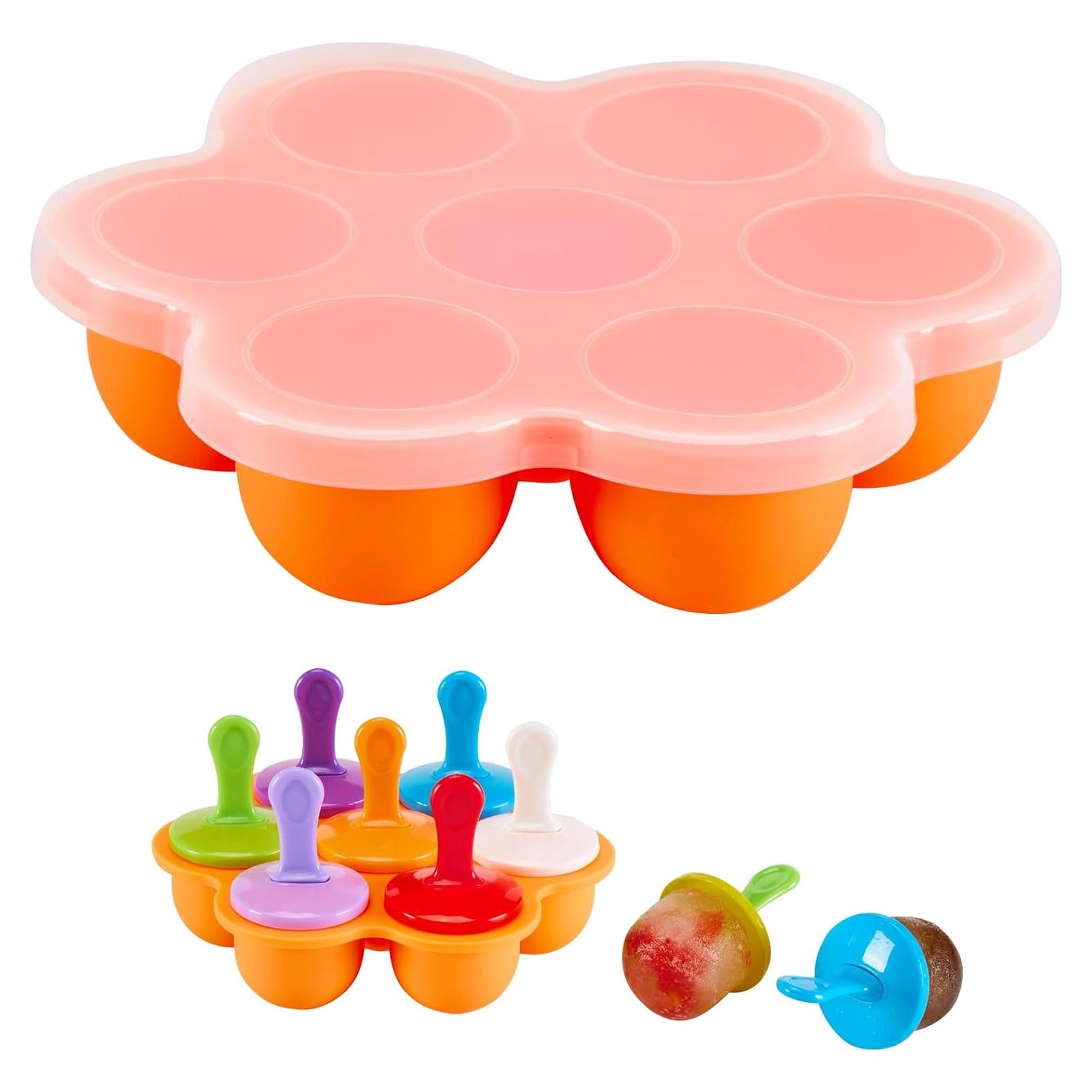 Molde de Paletas de Silicona TEIBVG 7 Cavidades Naranja