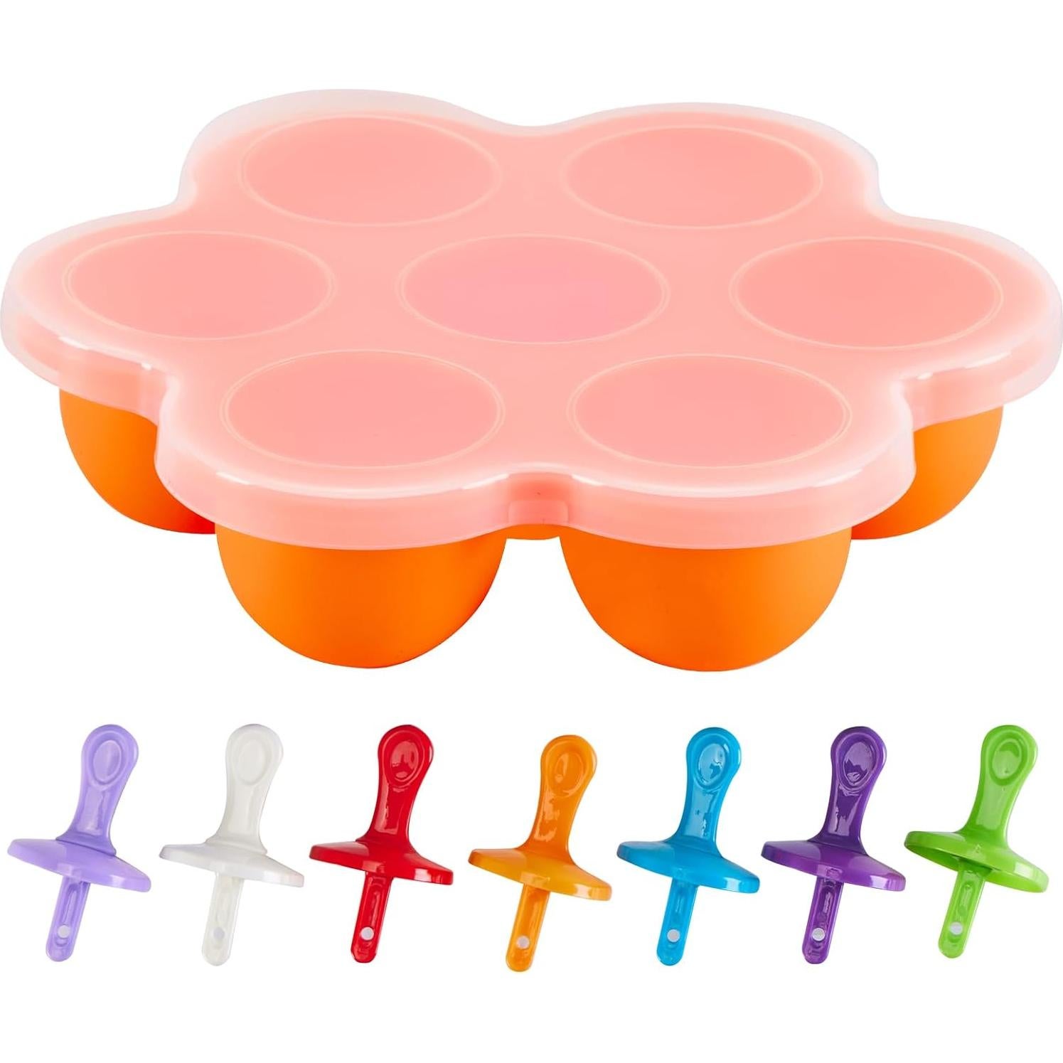 Molde de Paletas de Silicona TEIBVG 7 Cavidades Naranja