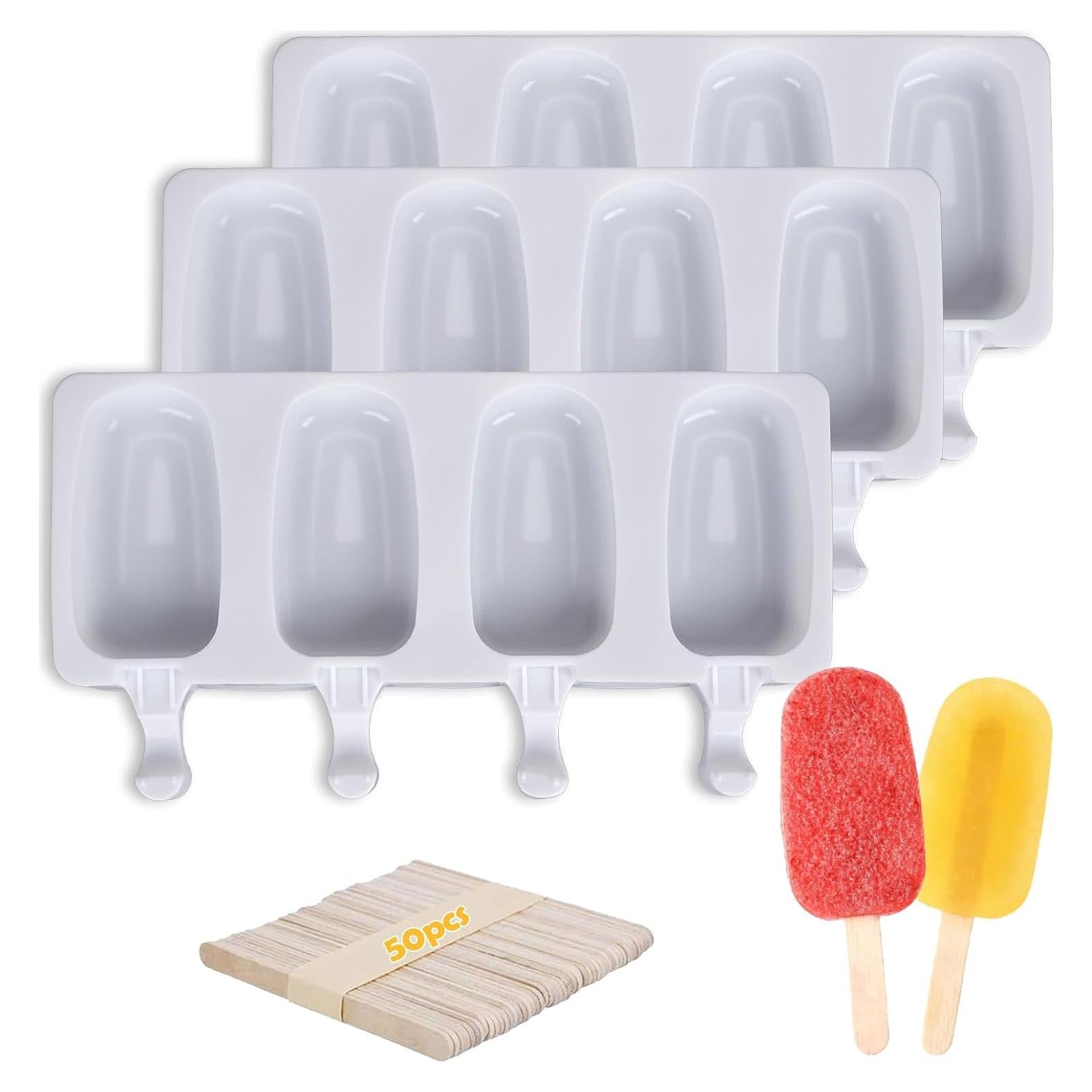 Juego de Moldes para Paletas de Silicona AICMEI 3 Piezas 12 Cavidades