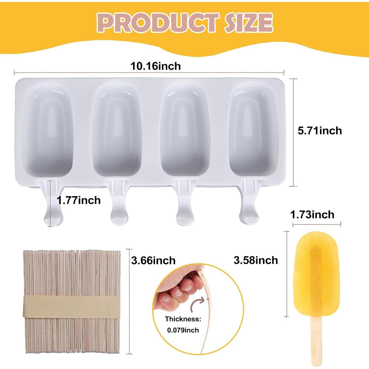 Juego de Moldes para Paletas de Silicona AICMEI 3 Piezas 12 Cavidades