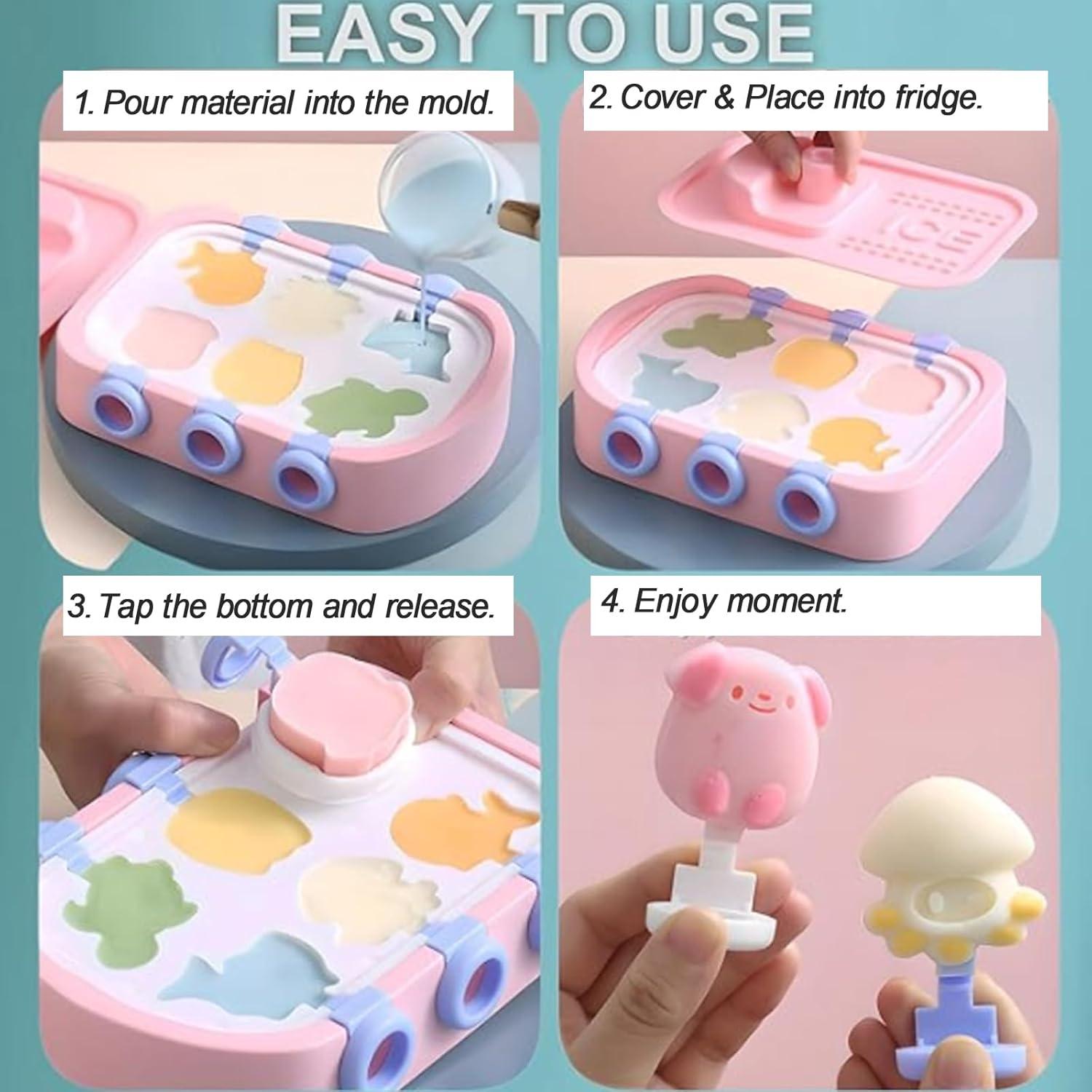 Molde de Helado de Silicona AsggBah Barco 6 Piezas Amarillo