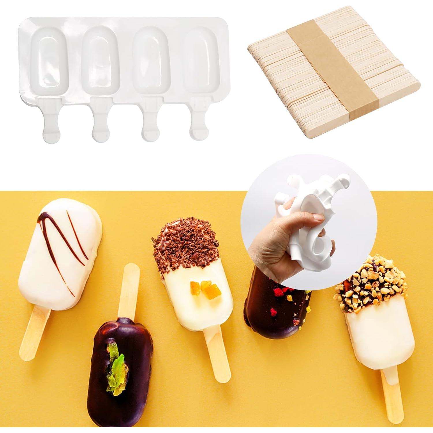 Molde de Silicona para Helados ZUDKSUY 4 Piezas Ovalados y Rejilla