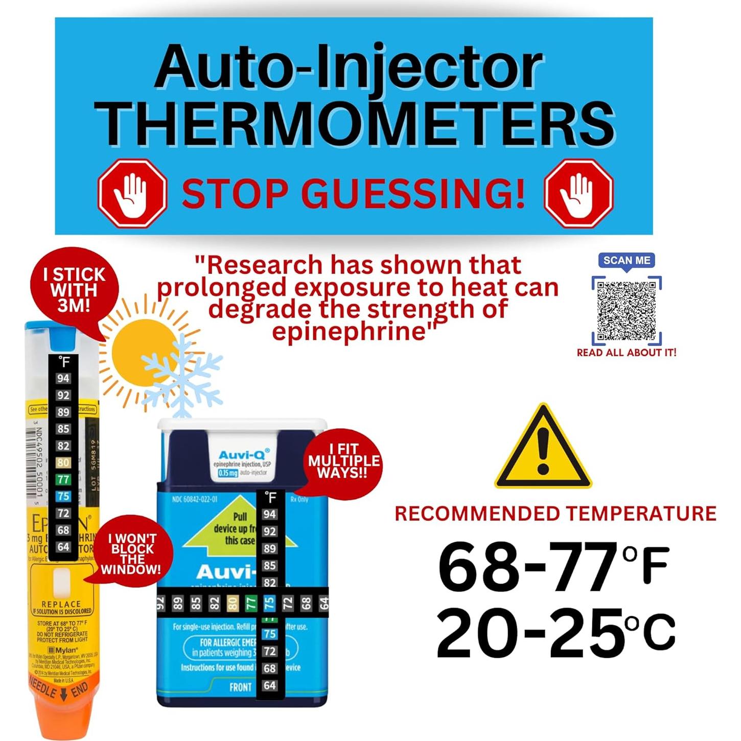 Termómetro Adhesivo 3M para EpiPen y AuviQ - Paquete de 2