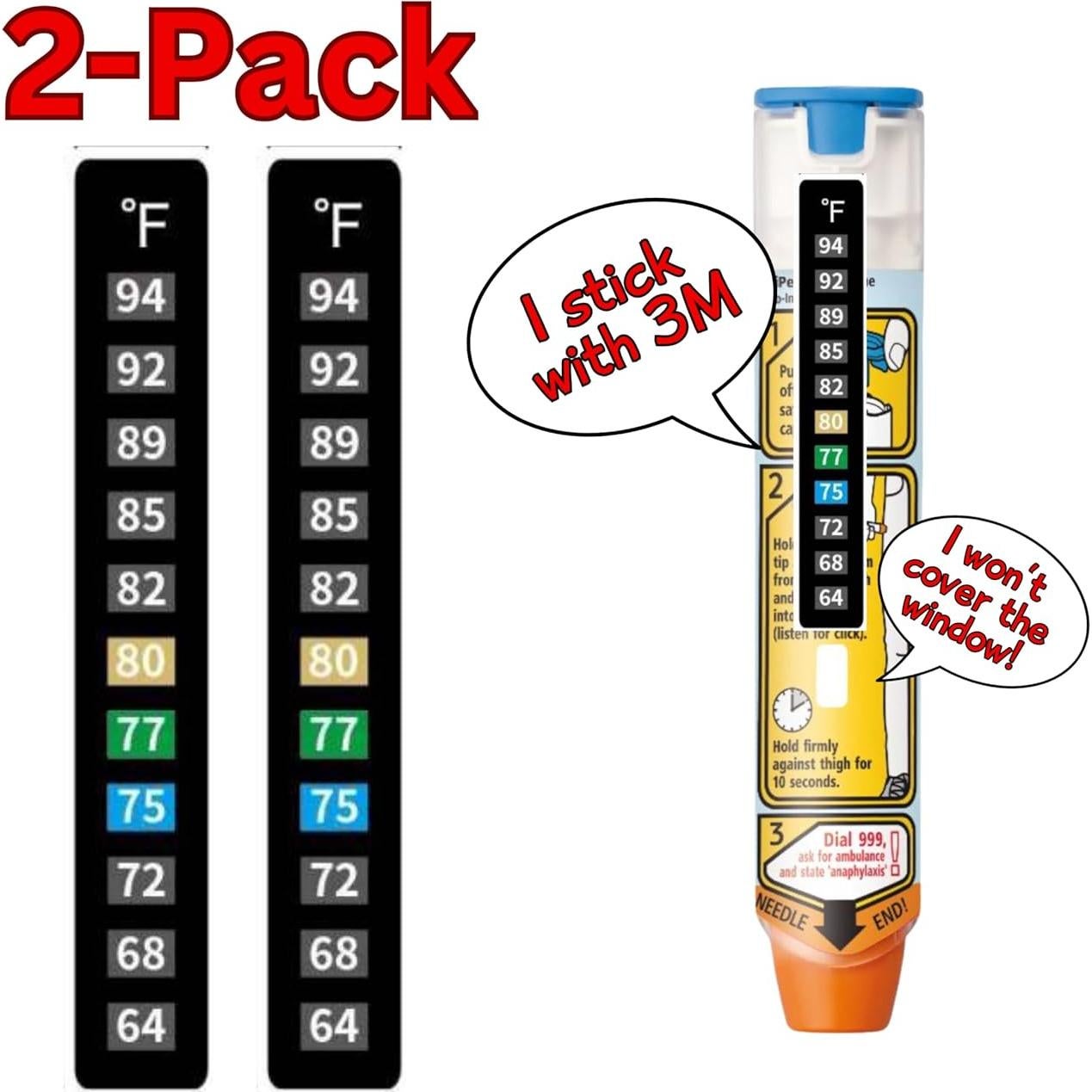 Termómetro Adhesivo 3M para EpiPen y AuviQ - Paquete de 2