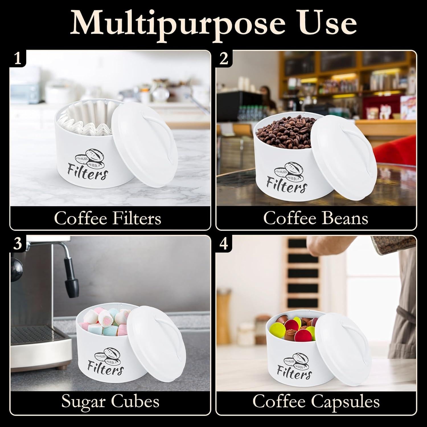 Soporte para Filtros de Café HOMLYCRAFT Blanco con Tapa de Metal