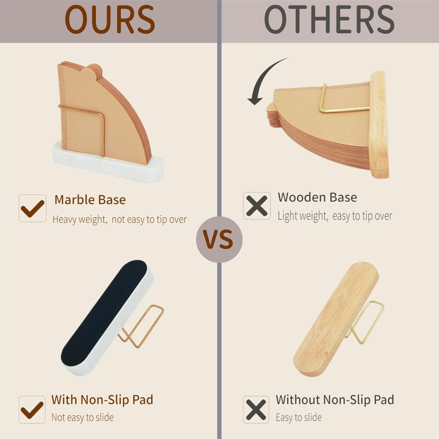 Soporte de Filtros de Café UISWAM Base de Mármol Blanco