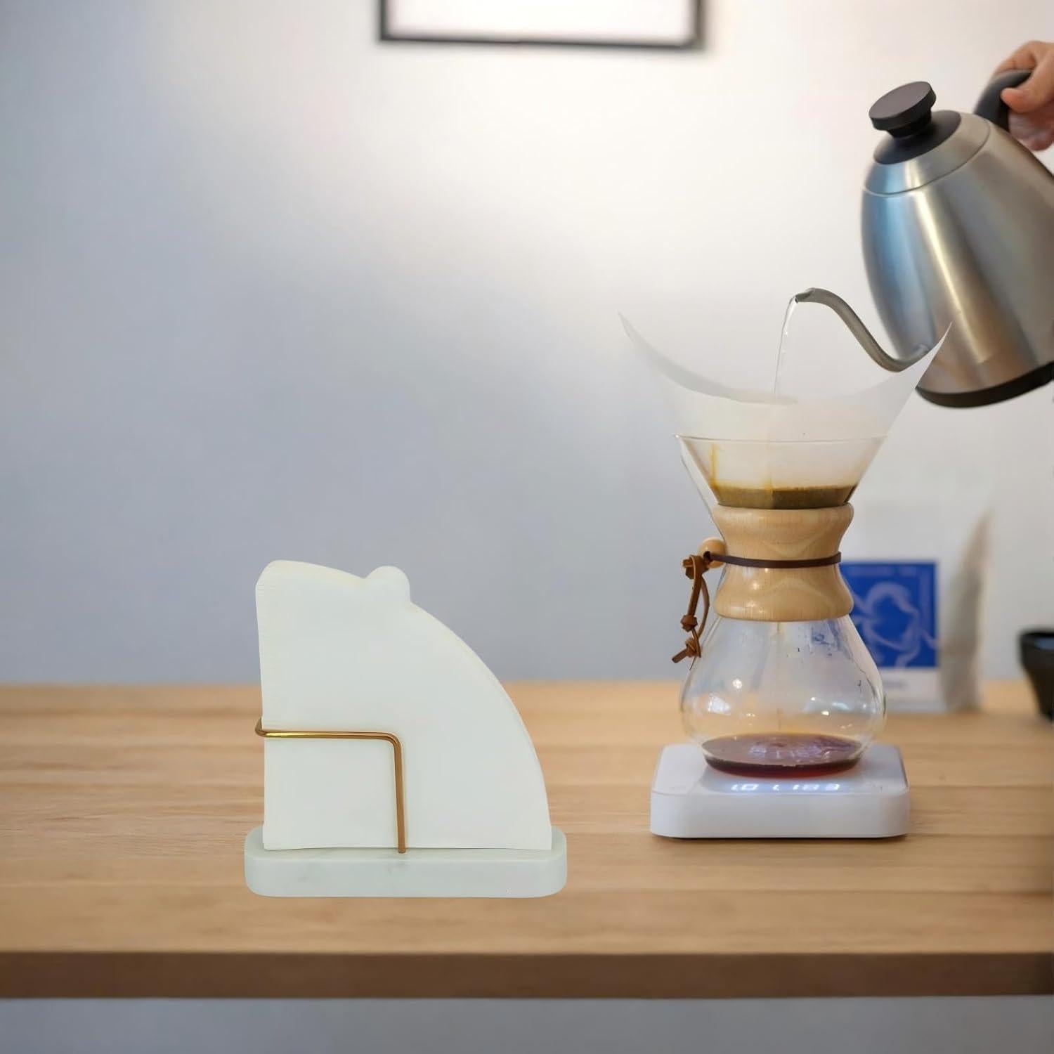 Soporte de Filtros de Café UISWAM Base de Mármol Blanco