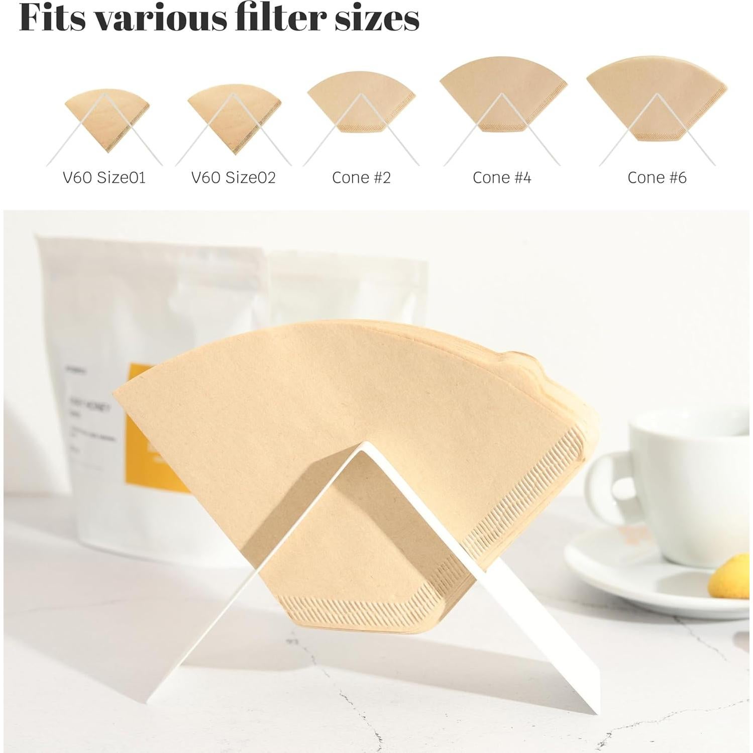 Soporte de Filtro de Café Metal Blanco TOROS - Cono #4