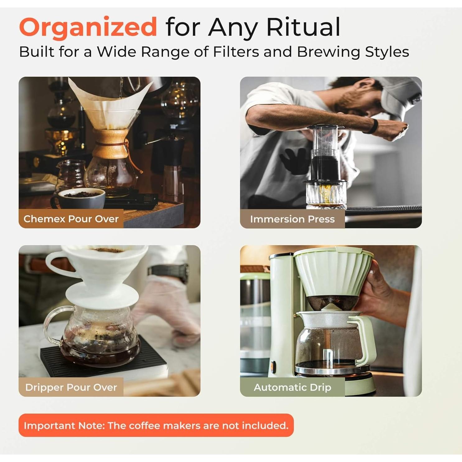 Soporte de Filtros de Café Nookery de Madera de Roble 17.8x14.7x29.2cm