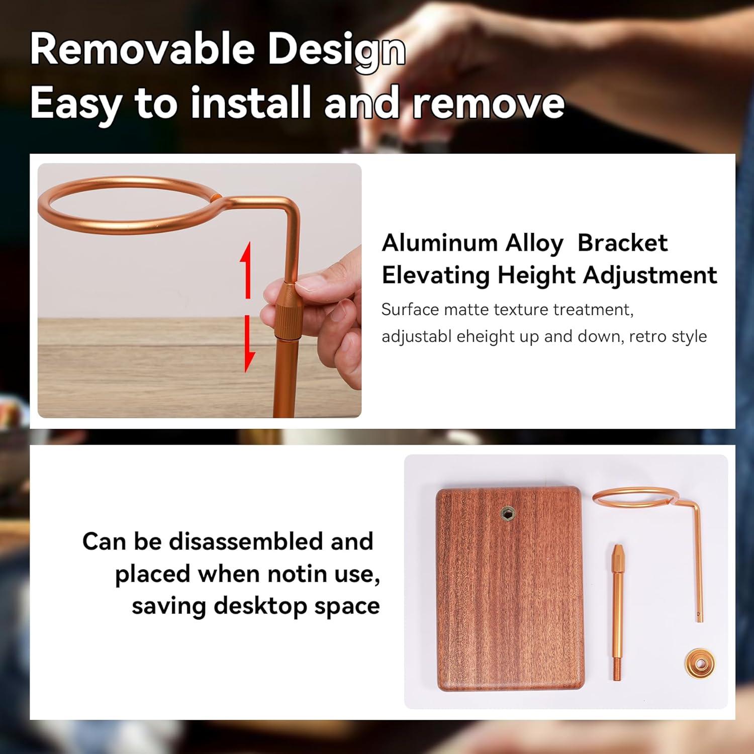 Cafetera de Goteo Ajustable con Base de Madera - 0.91 kg