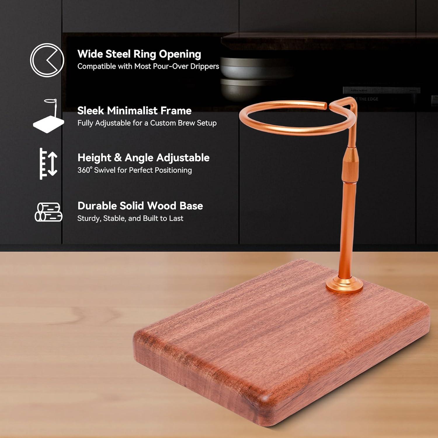 Cafetera de Goteo Ajustable con Base de Madera - 0.91 kg