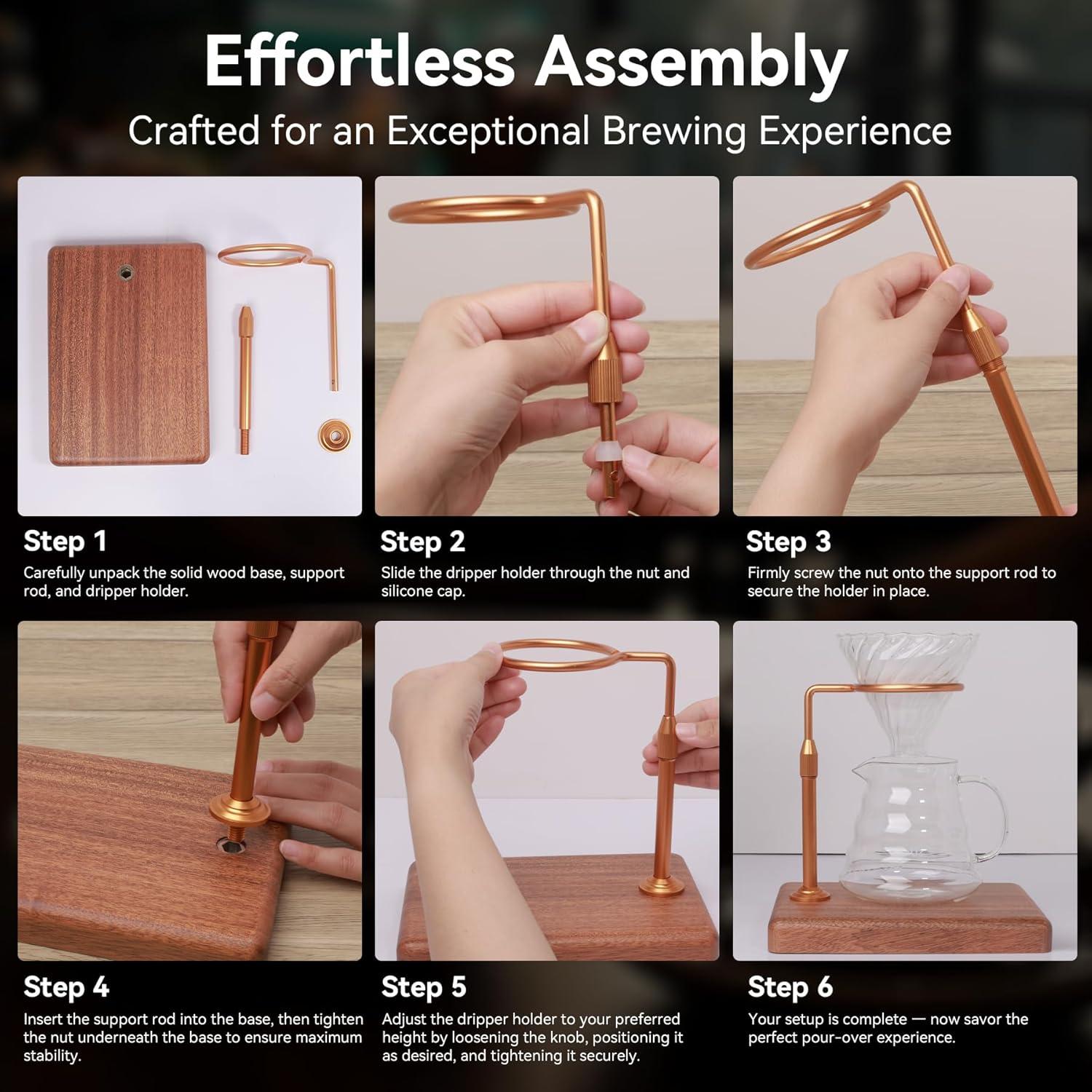 Cafetera de Goteo Ajustable con Base de Madera - 0.91 kg