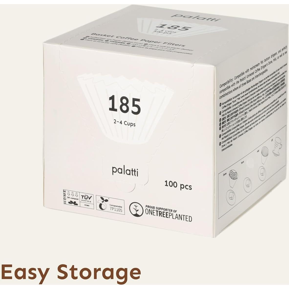 Filtros de Papel para Café Palatti 185 Basket - 100 Unidades