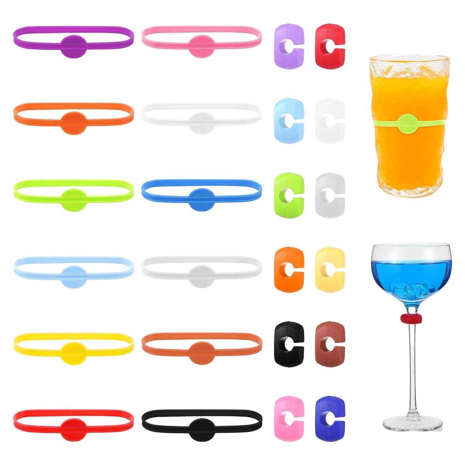 24 Marcadores de Bebidas Classicseali de Silicona Multicolor
