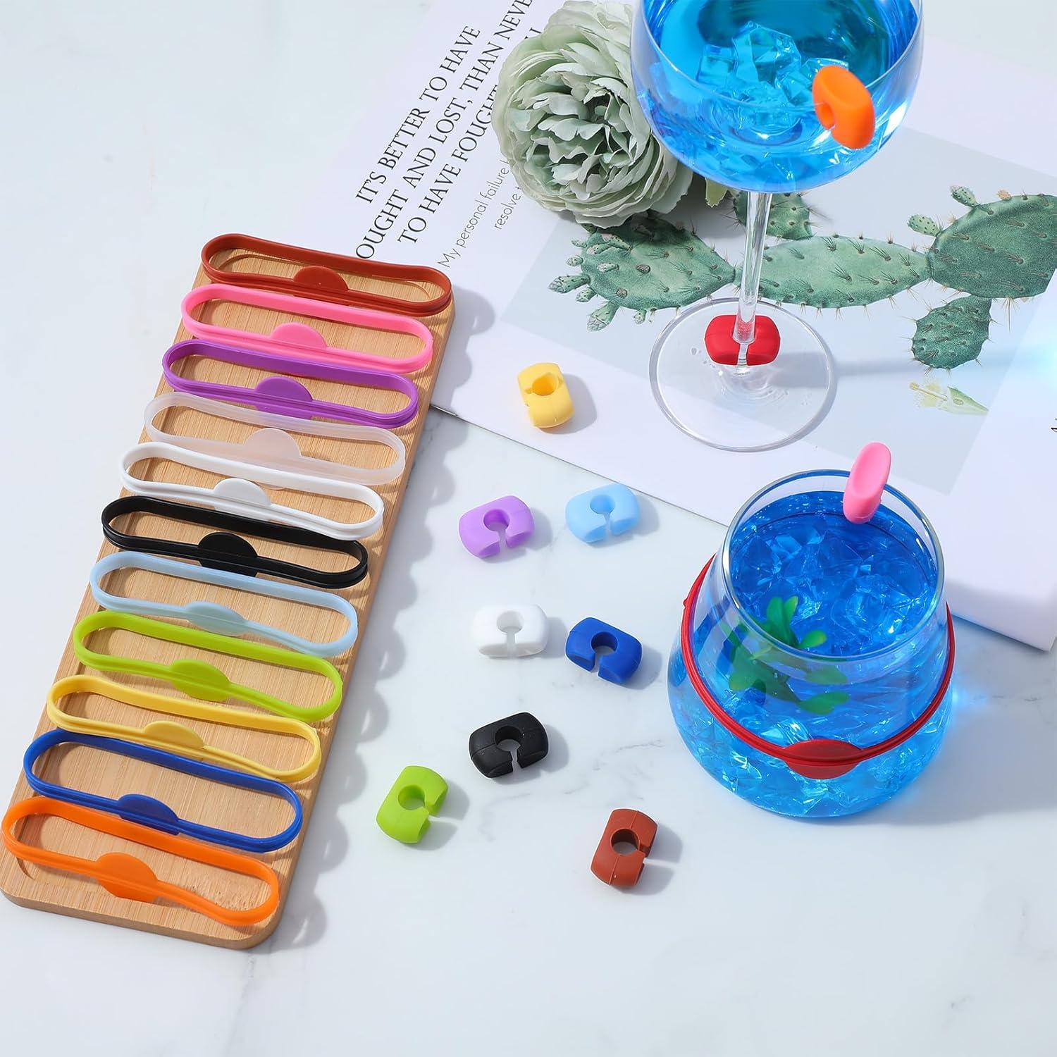 24 Marcadores de Bebidas Classicseali de Silicona Multicolor