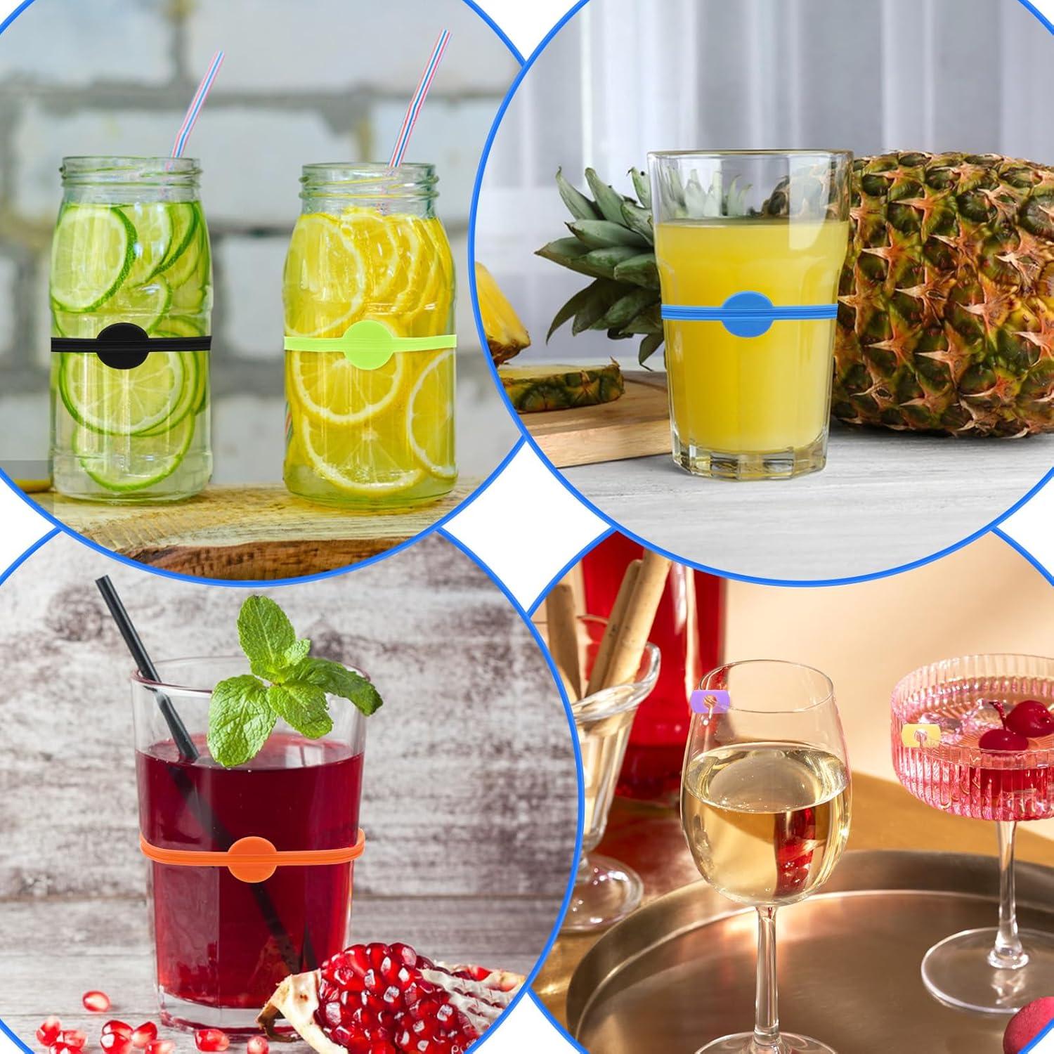 24 Marcadores de Bebidas Classicseali de Silicona Multicolor