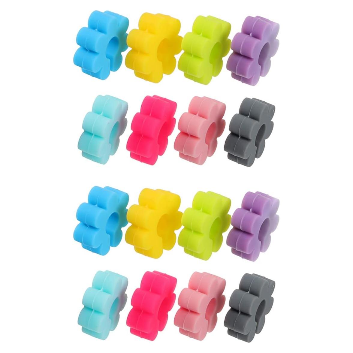 Marcadores de Copa de Vino UPKOCH 16pcs Silicona Floral