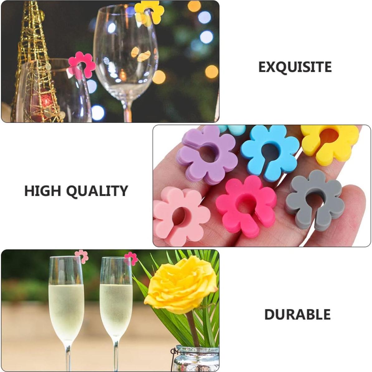 Marcadores de Copa de Vino UPKOCH 16pcs Silicona Floral