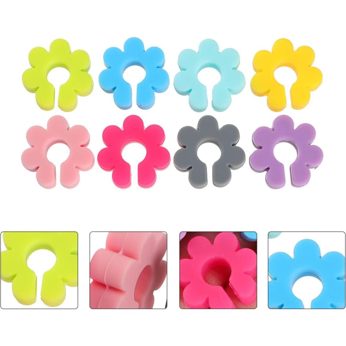 Marcadores de Copa de Vino UPKOCH 16pcs Silicona Floral