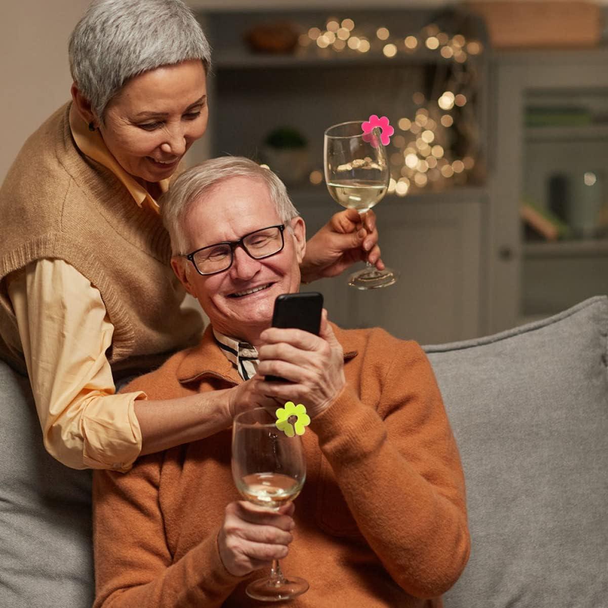 Marcadores de Copa de Vino UPKOCH 16pcs Silicona Floral