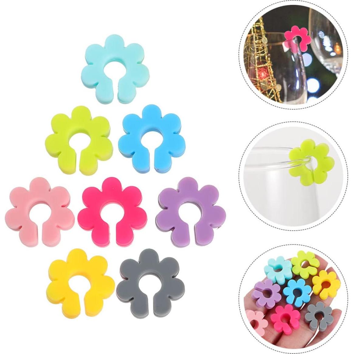 Marcadores de Copa de Vino UPKOCH 16pcs Silicona Floral
