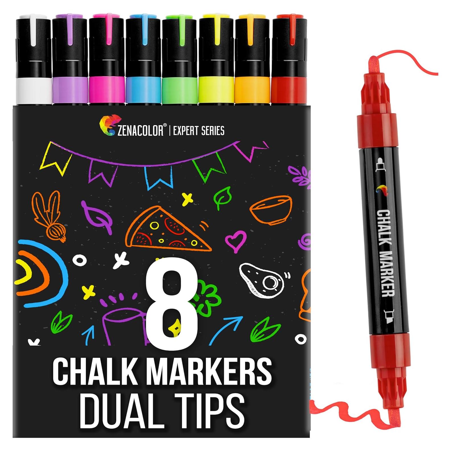 Marcadores de Tiza Líquida Zenacolor - 8 Colores Borrables