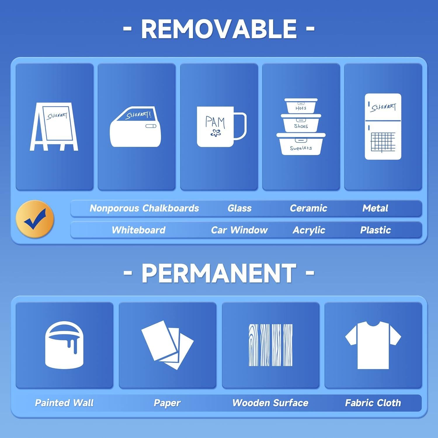 Marcadores de Tiza Líquida Blanca SILENART - Paquete de 2