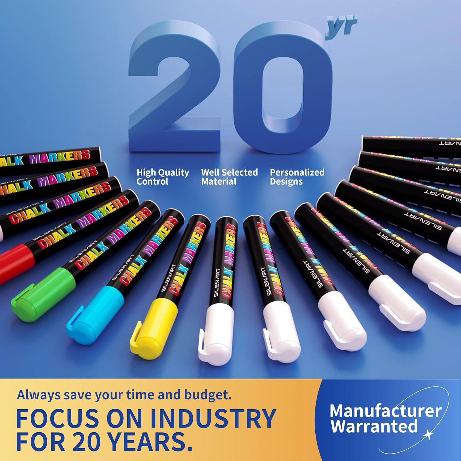 Marcadores de Tiza Líquida Blanca SILENART - Paquete de 2