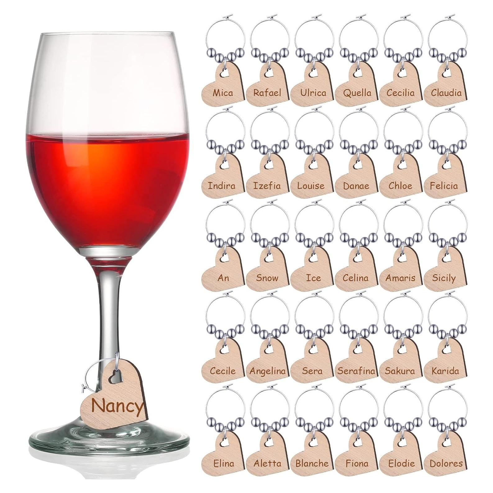 Encantos de Vino de Madera Chinco - 30 Piezas para Copas