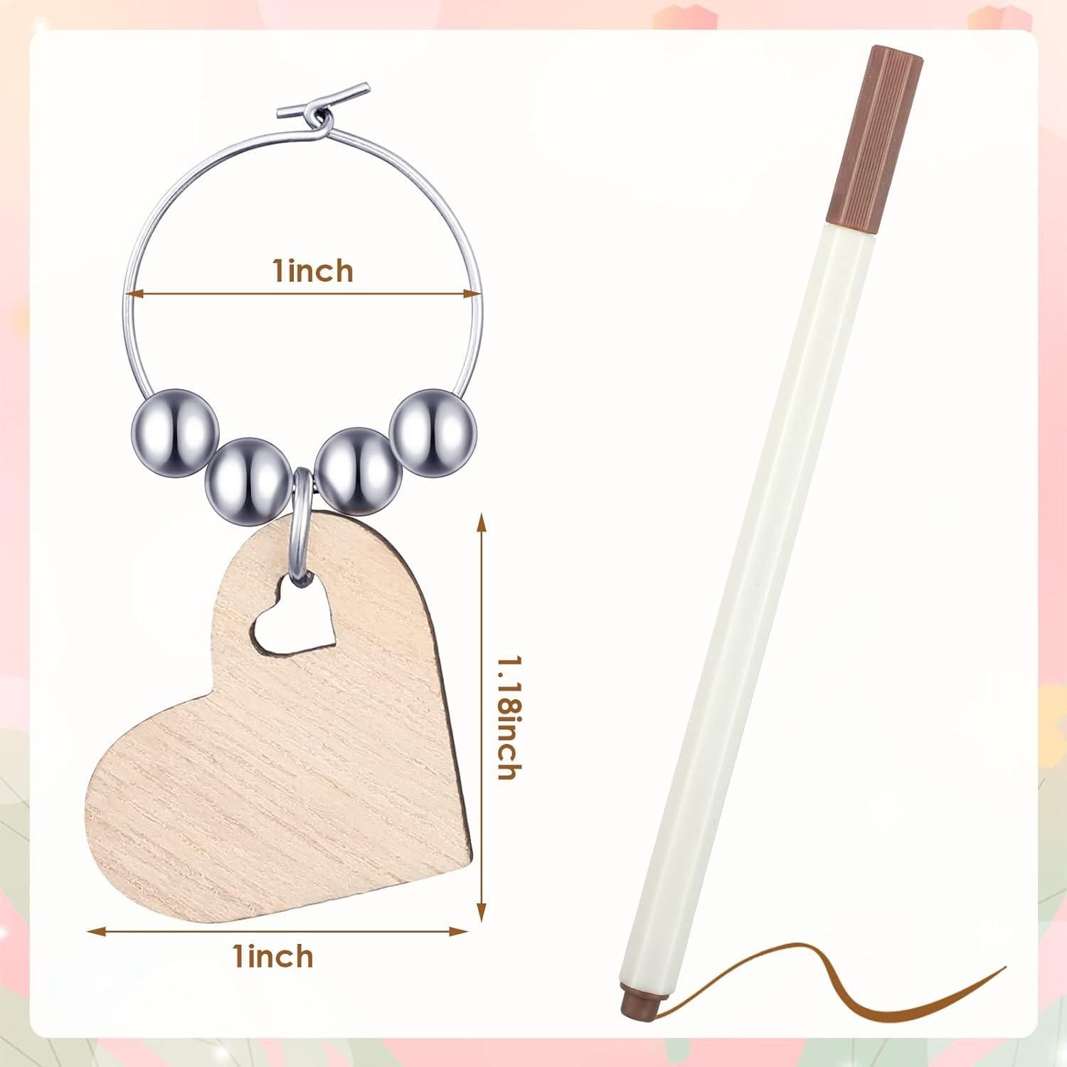 Encantos de Vino de Madera Chinco - 30 Piezas para Copas