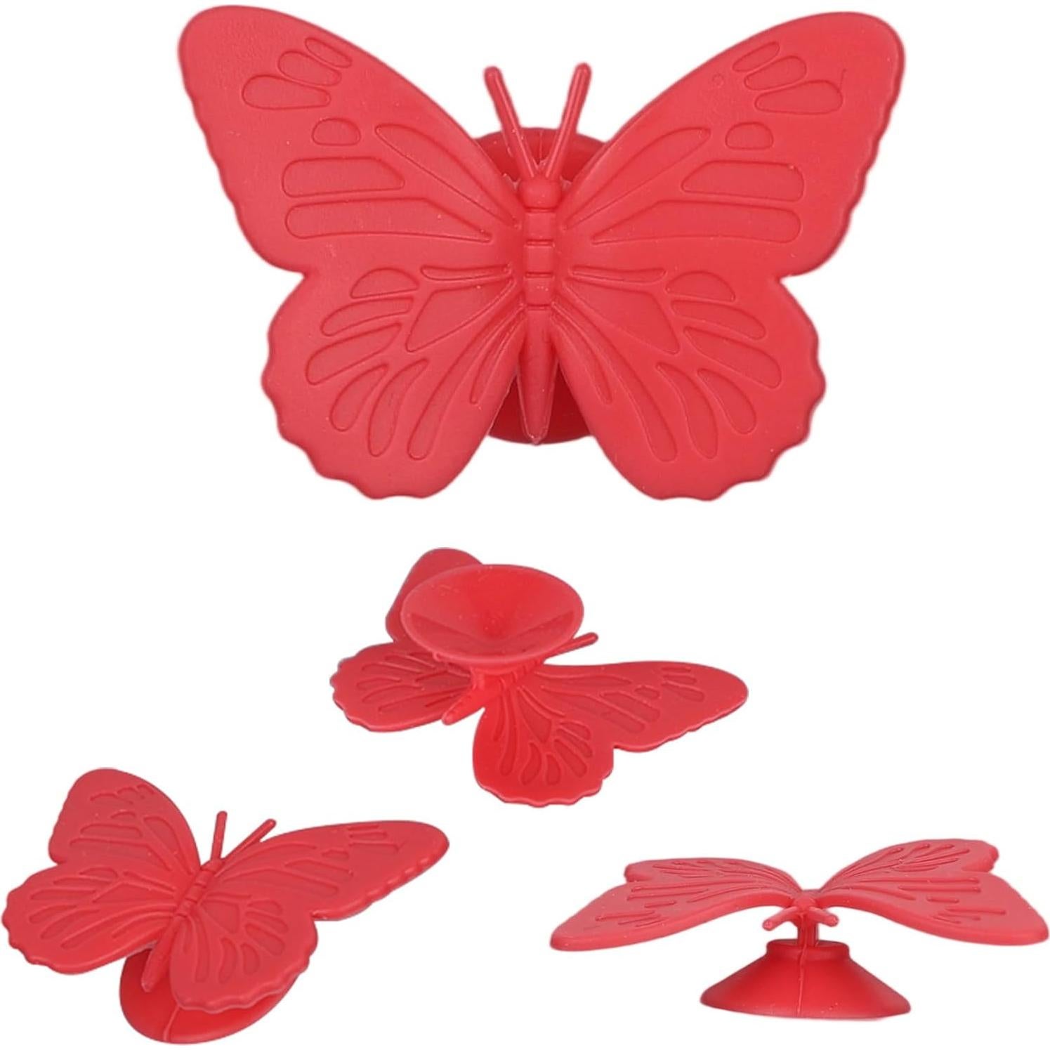12 Encantos de Vino Mariposa Silicona Reutilizables Multicolor