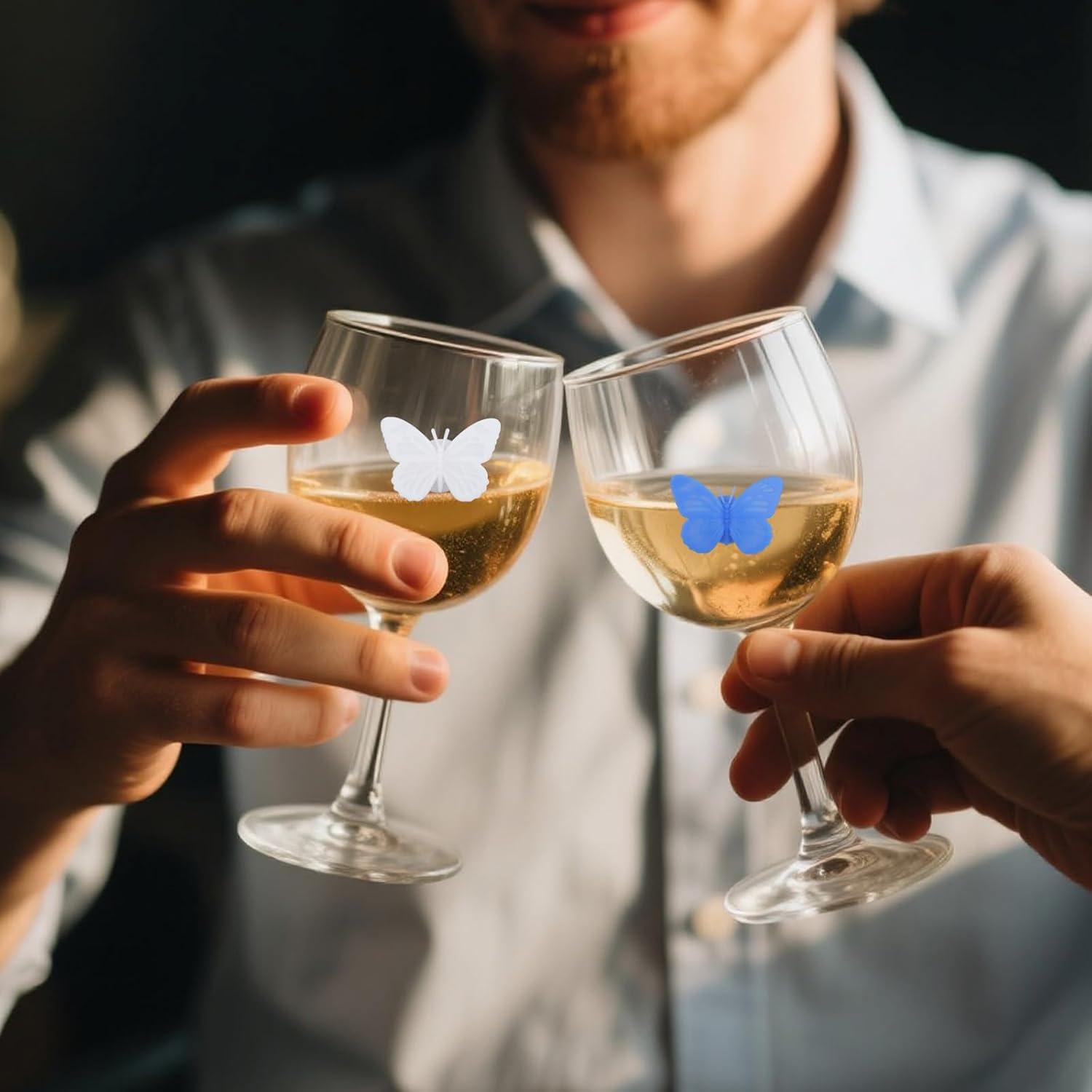 12 Encantos de Vino Mariposa Silicona Reutilizables Multicolor