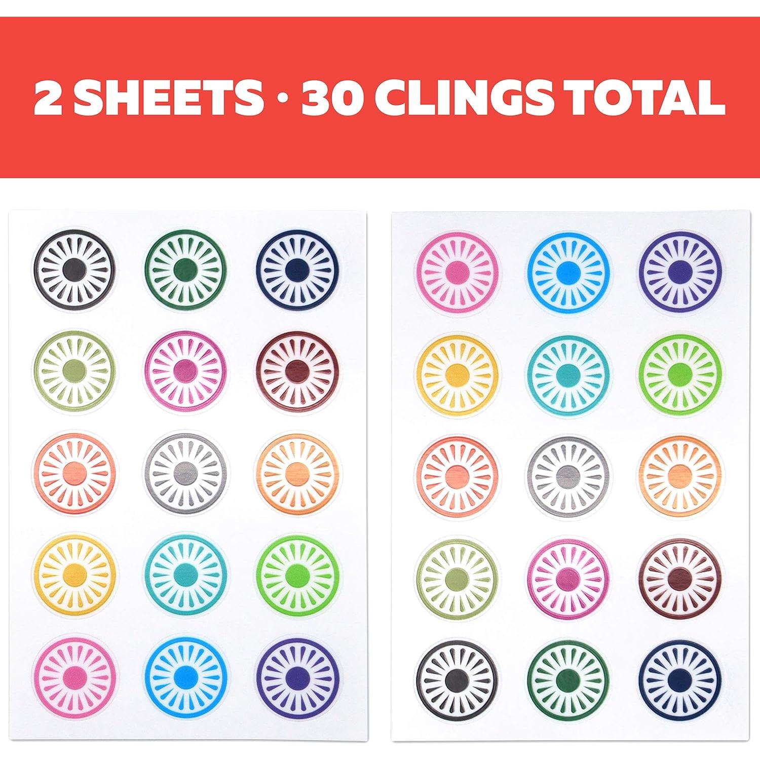 Marcadores de Bebida BevBands Static Cling - 30 Adhesivos Reutilizables